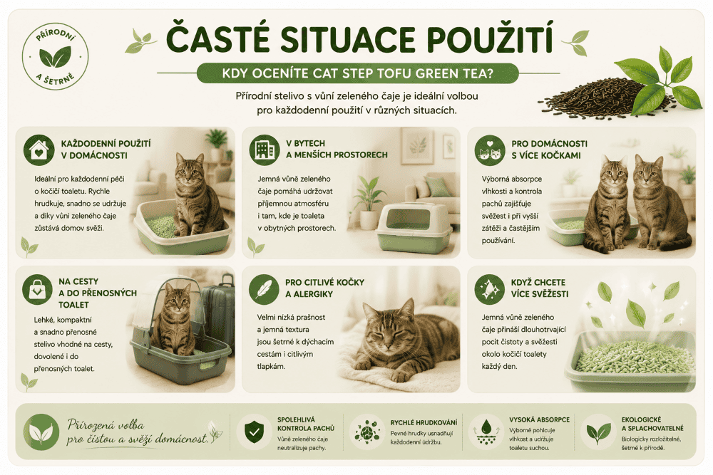 Cat Step Tofu zelený čaj časté situace použití steliva (1)